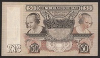 Paper Money of Netherlands 50 Gulden, issued 1941