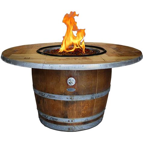 Enthusiast 42 Inch Wine Barrel Fire Pit Table By Vin De Flame Chat