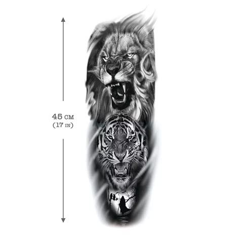 lion and tiger temporary tattoo sleeve big cats full arm etsy temporary tattoo sleeves fake