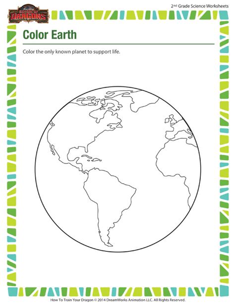 Love learning about science with these environmental worksheets. Color Earth Worksheet - 2nd Grade Science Printable - SoD