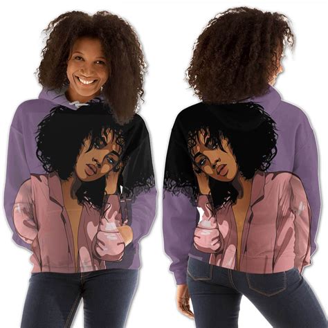 African American Hoodies Beautiful Girl With Afro All Over Print Womens Hooded Sweatshirt
