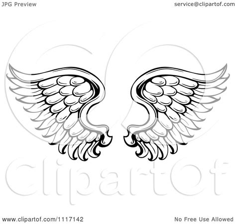 Vector Cartoon Of A Black And White Wings Royalty Free