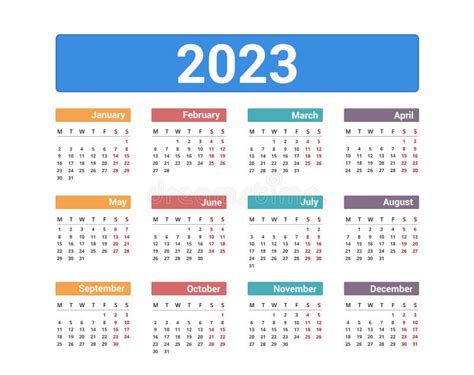 Kalender 2023 Vector Illustratie Illustration Of Programma 253089804