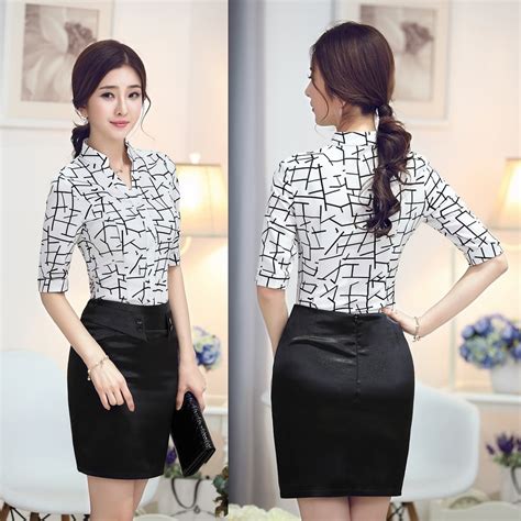Plus Size Business Women Office Suits With Skirt And Tops Sets Blouse Shirts Ladies Work Suits