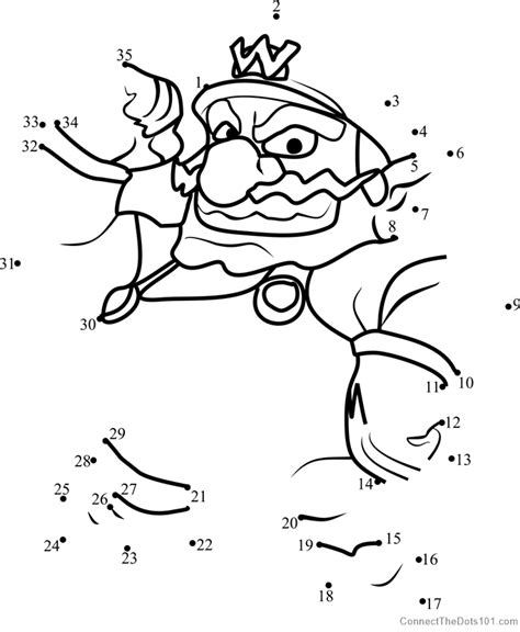 Wario From Super Mario Dot To Dot Printable Worksheet Connect The Dots