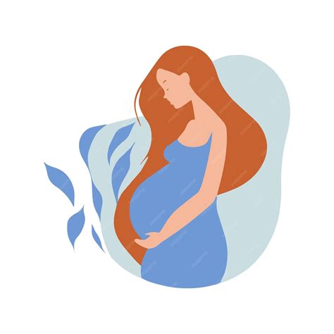 Una Mujer Embarazada Sostiene Su Vientre Ilustración De Dibujos