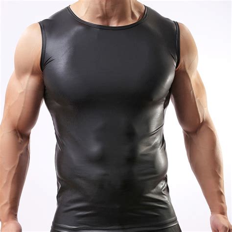 Aliexpress Com Buy Fashion Black Faux Leather Man Fitness