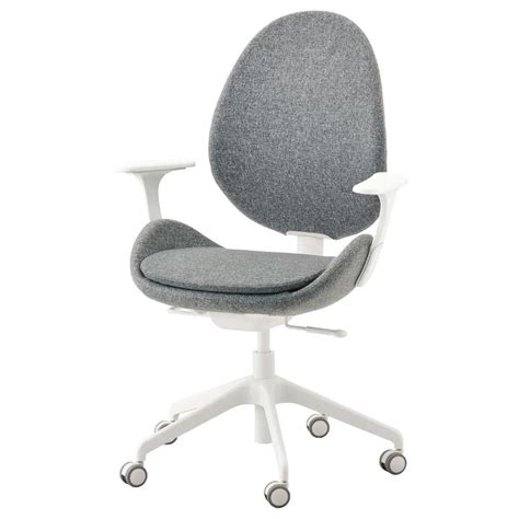 HattefjÄll Office Chair With Armrests Gunnared Medium Gray White