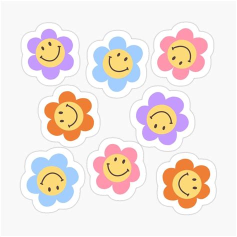 Smiley Flowers Sticker By Artbylamia1 Cool Stickers Preppy Stickers