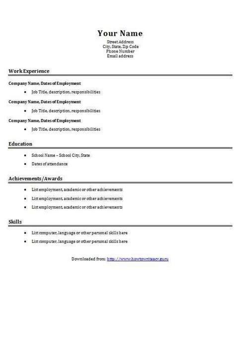 The profile catches the attention of busy recruiters by selling the candidate's most important finance skills and summarising the type of companies and finance functions they have experience in. CV template (basic résumé template) - CV Template Master
