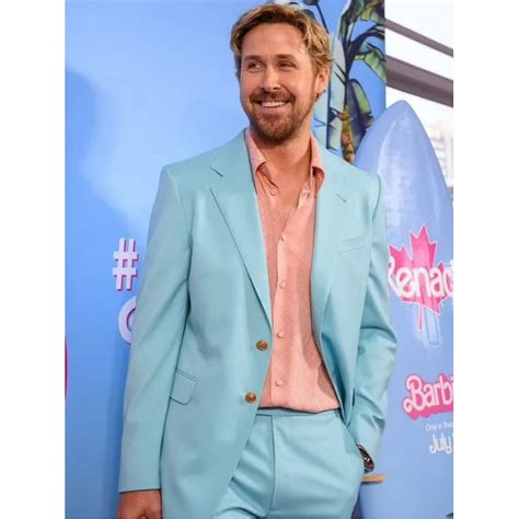Ryan Gosling Barbie Event 2023 Blue Suit Celebs Movie Jackets
