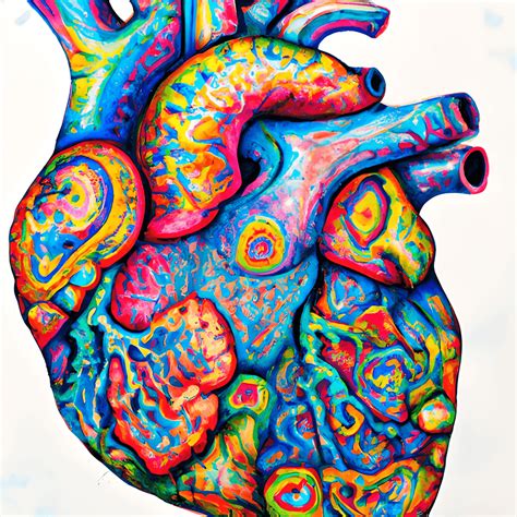 Psychedelic Heart Watercolor Painting · Creative Fabrica