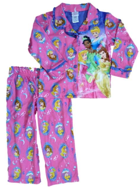 Disney Disney Girls Pink Princess Flannel Pajamas Pjs Pajama 2 Piece