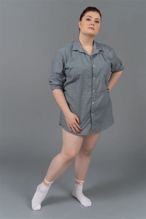 Body Positive Model Isolated Over Gray Background Photo