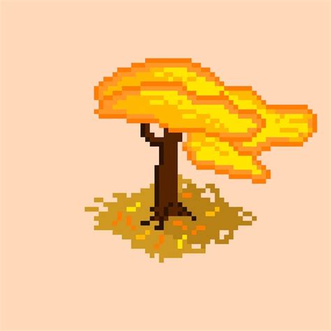 Premium Vector Autumn Tree Isometric With Pixel Art Style