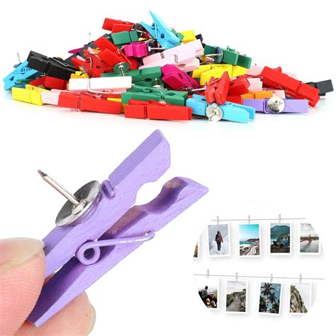 Ccdes 100pcs Push Pins Clips Small Mini Colorful Picture Photo Clips