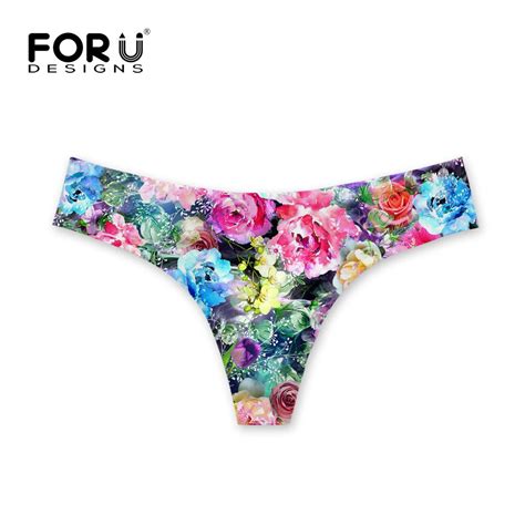 Forudesigns Thong Swimsuit G String Bikini Bottoms Mixed Color Flowers Design Sexy Swimwear