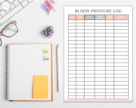 Blood Pressure Log Printable Blood Pressure Tracker Etsy