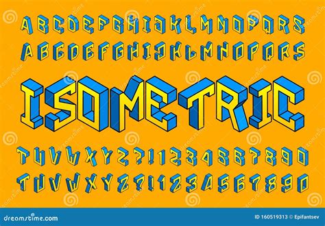 Isometric Alphabet Font Simple 3d Geometric Letters And Numbers Stock