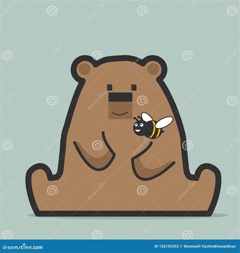 Cute Bear With Bee Stock Vector Illustration Of Ingredient 126155393