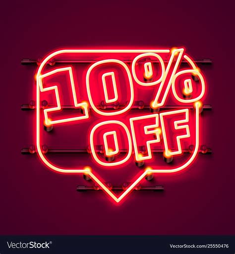 Message Neon 10 Off Text Banner Night Sign Vector Image Sponsored