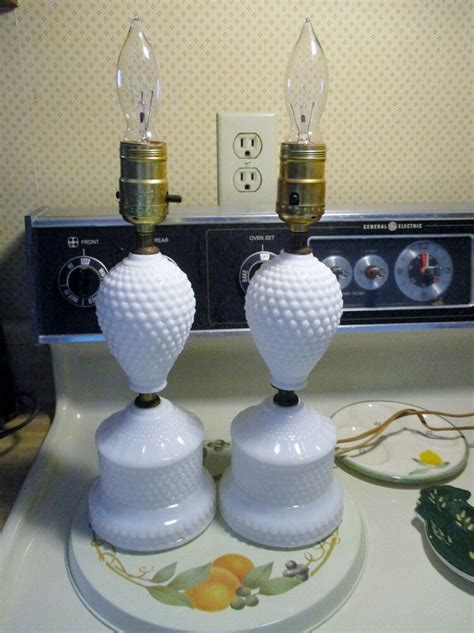 See more ideas about table lamp, lamp, dresser lamps. Vintage Pair White Hobnail Dresser Lamps in Good Condition ...