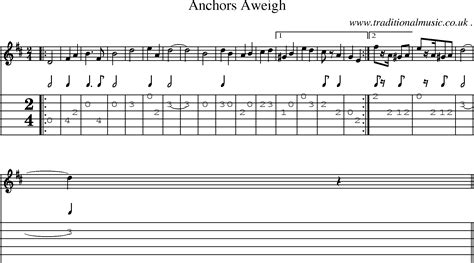American Old Time Music Scores And Tabs For Guitar Anchors Aweigh