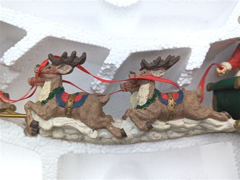 Vintage Jaimy Christmas Figurine Santa Sleigh Sled 8 Flying Reindeer