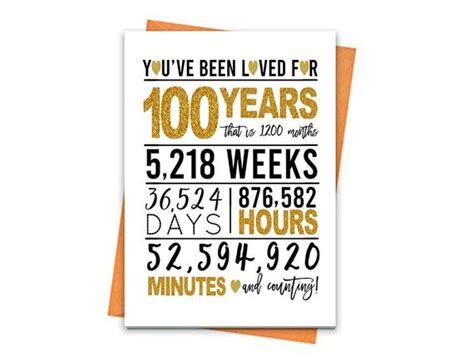 Gold 100th Birthday Card Printable Birthday Card 100th Etsy
