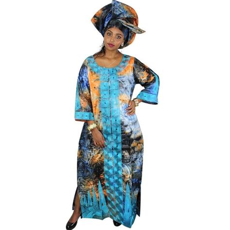 African Clothing For Woman Bazin Riche Embroidery Kaftan With Scarf X2