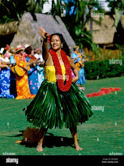 waikiki kodak hula show woman performing hula dance honolulu hawaii oahu usa stock