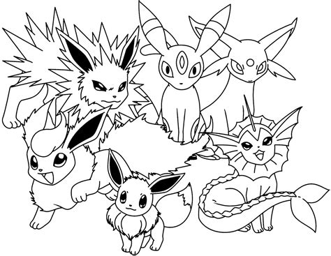 pokemon coloring pages eevee evolutions together | Pokemon coloring