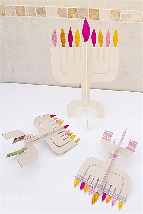 Hanukkah Menorah Craft Printable Templates To Make Three Etsy