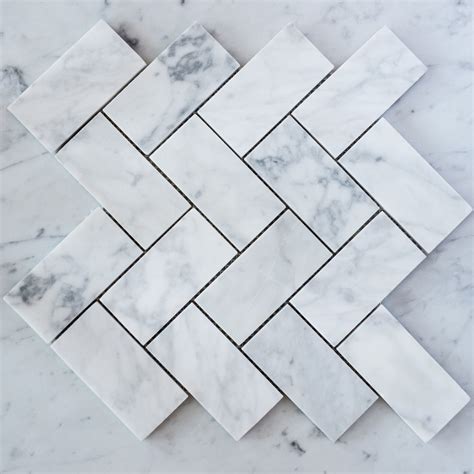 Carrara Herringbone Large Designer Marble