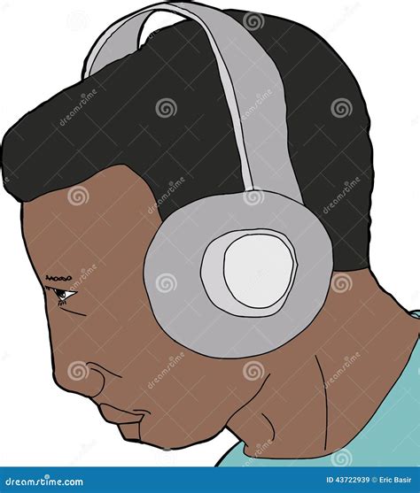 Man Wearing Headphones Stock Vector Illustration Of Earphones 43722939