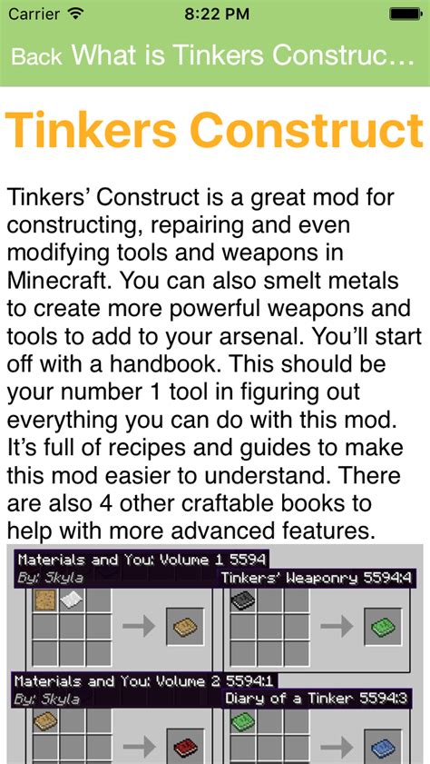 Tinkers Construct Mod For Minecraft Pc Guide Iphone App