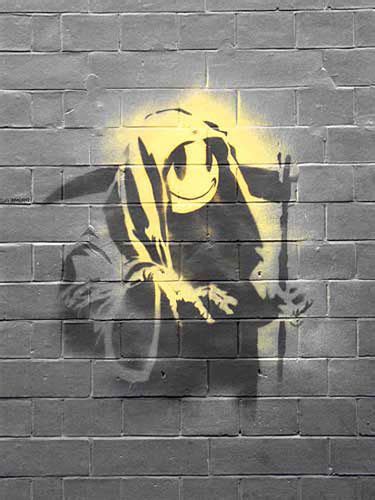 Grim Reaper With Smiley Face By Graffiti Artist Banksy Banksy Art
