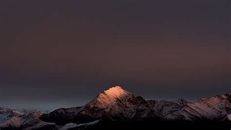 Download Evening Clean Sky Mountains Peak Nature 1366x768 Wallpaper