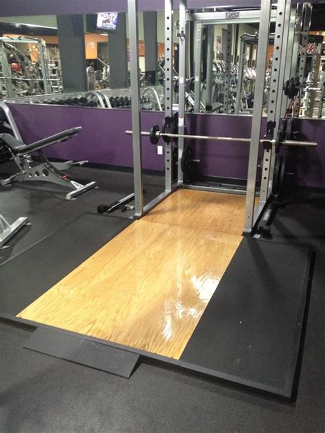 this could easily transition to an outdoor gym deadlift platform and power rack gym room at
