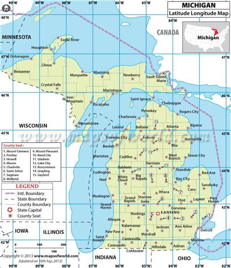 Michigan Latitude And Longitude Map Latitude And Longitude Map