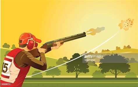 Clay Pigeon Shooter On Skeet Shooting Range Stockillustraties Getty