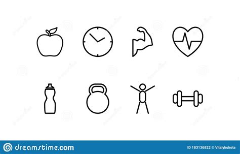 Fitness Icons Set Elegant Series Health And Fitnes Icons Stock Vector