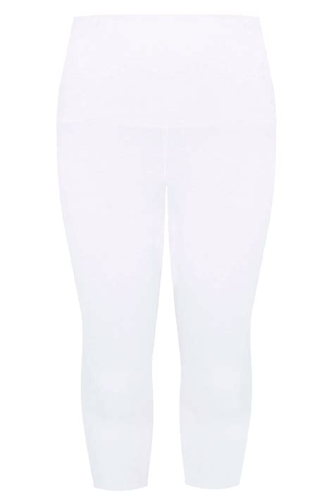White Tummy Control Soft Touch Cropped Leggings Plus Size 16 To 36