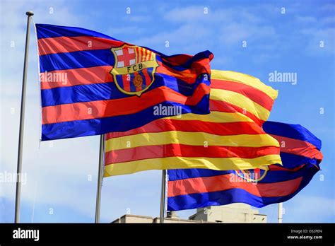 Fc Barcelona Flags At The Camp Nou Stadium Barcelona Catalonia Spain