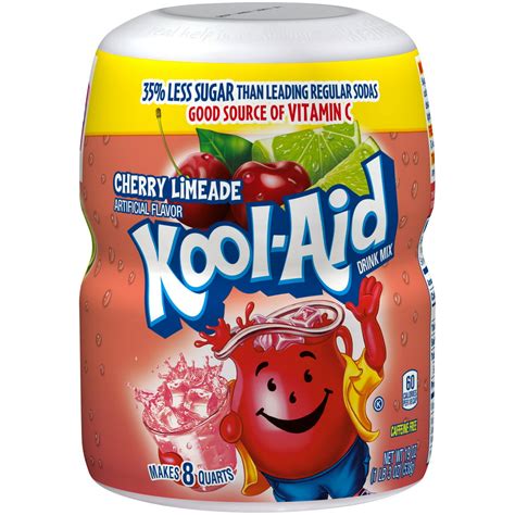 Kool Aid Sugar Sweetened Cherry Limeade Artificially Flavored Powdered Soft Drink Mix 19 Oz