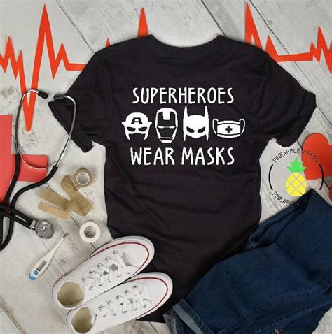Superheroes Wear Masks Tee Healthcare Pandemic Superhero Etsy
