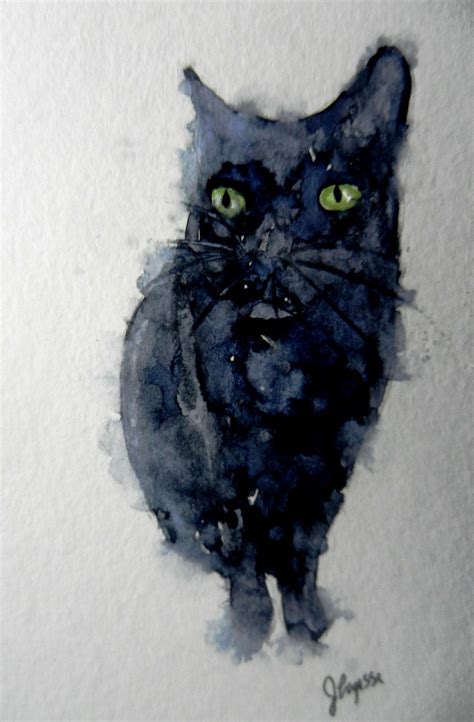 Halloween Black Cat Van Gogh Watercolor Watercolor Cat Original