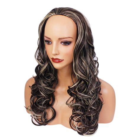 Women's long curly wavy short wigs dark black ladies synthetic hair party cool. Ladies 3/4 Half Wig Wavy 22 Inch Clip in Synthetic Hair ...