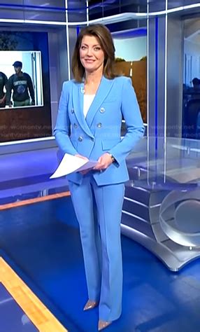 Wornontv Norahs Blue Double Breasted Blazer And Pants On Cbs Evening