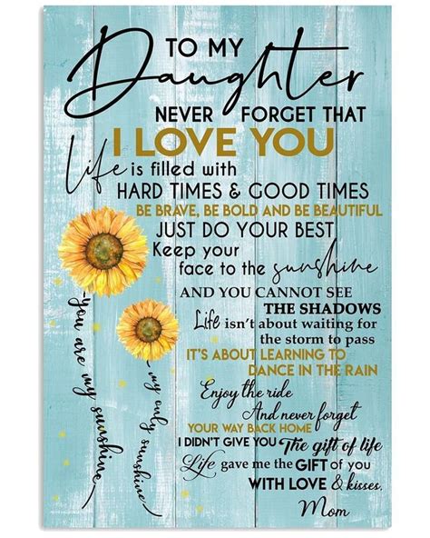 To My Daughter Never Forget That I Love You Poster Etsy My Daughter